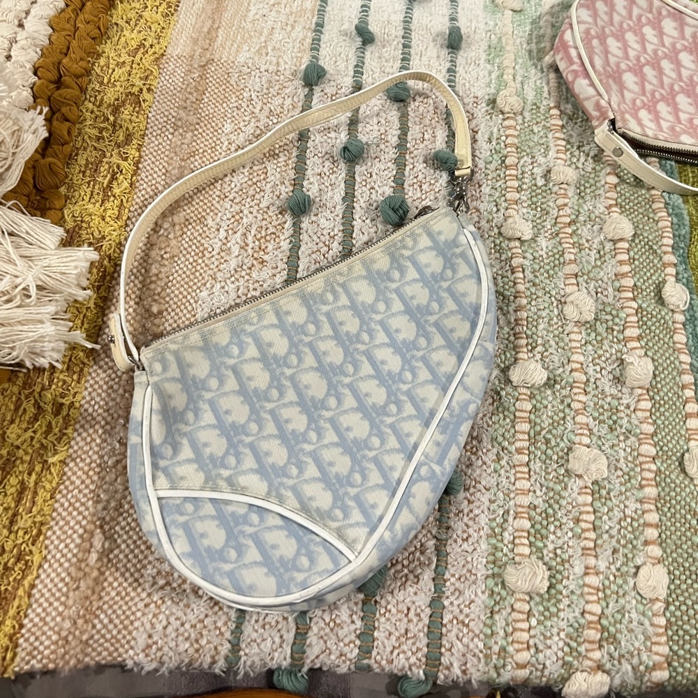 Vintage baby blue dior saddle bag.